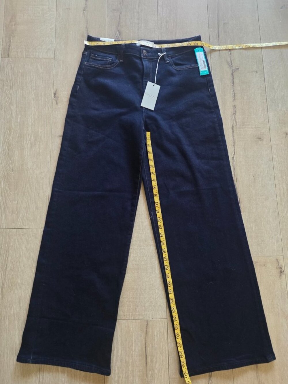 Bridge by Gly Crop Jeans Womens 16 Blue Denim Super High Rise Wide Leg Grunge - Picture 3 of 12